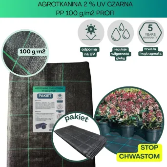 Agrotkanina czarna PROFI PP UV 100g/m2 100cm 20mb