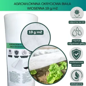 Agrowłóknina biała Plantex 19g/m2 420 cm wzmocnione brzegi 50 mb