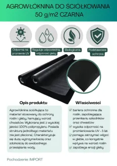 Agrowłóknina czarna Wigo-garden 2% UV 50g/m2 80cm 100mb - 2