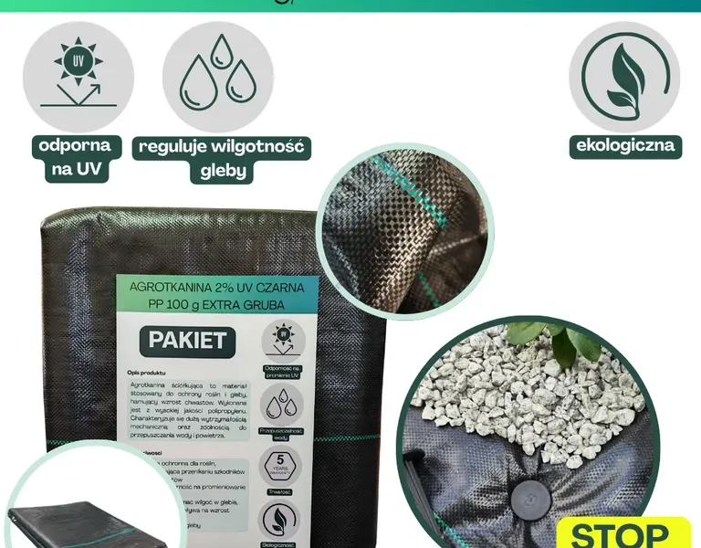 Agrotkanina czarna EXTRA GRUBA PP UV 100g/m2 320cm 20mb