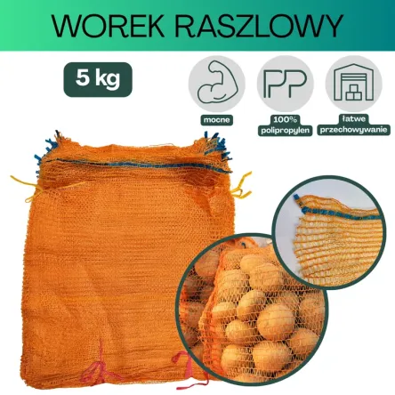 Worki raszlowe 5 kg pomarańczowe 50 szt