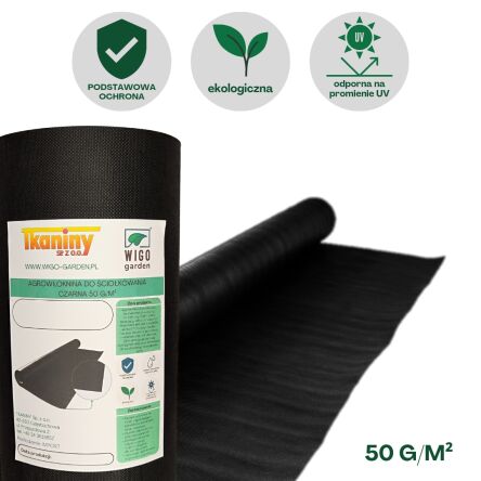 Agrowłóknina czarna Wigo-garden 2% UV 50g/m2 320cm 50mb