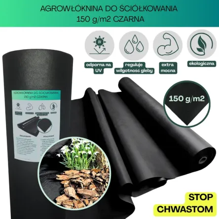 Agrowłóknina czarna Wigo-garden 2% UV 150g/m2 80cm 25mb