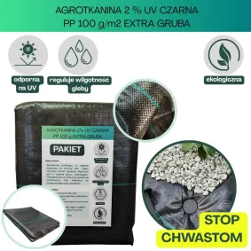 Agrotkanina czarna EXTRA GRUBA PP UV 100g/m2 450cm 10mb