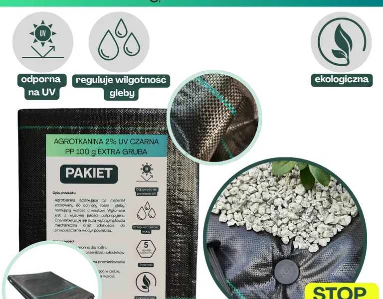 Agrotkanina czarna EXTRA GRUBA PP UV 100g/m2 60cm 10mb
