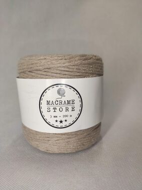 Sznurek do makramy bawełniany beżowy 3MM/200M