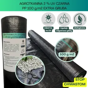 Agrotkanina czarna EXTRA GRUBA PP UV 100g/m2 50cm 1mb