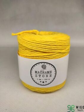 Sznurek do makramy bawełniany żółty 3MM/200M