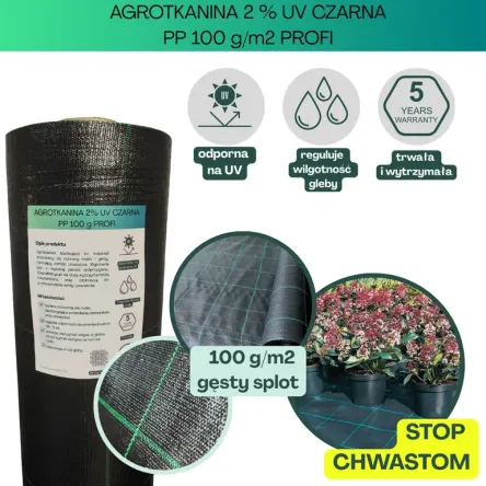 Agrotkanina czarna PROFI PP UV 100g/m2 80cm 50mb