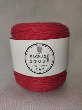 Sznurek do makramy bawełniany czerwony 3MM/200M