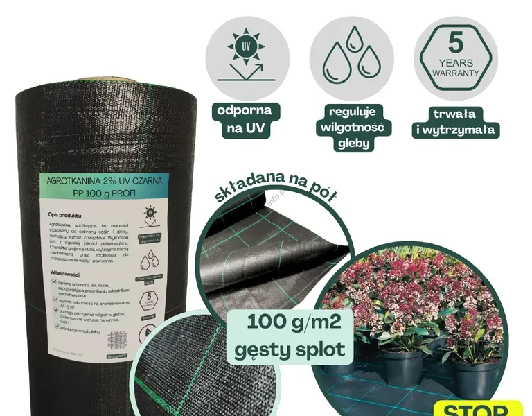 Agrotkanina czarna PROFI PP UV 100g/m2 250cm 50mb