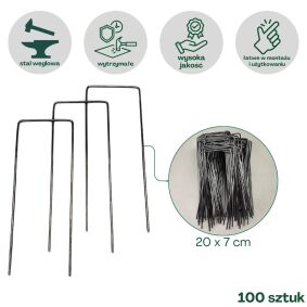 Szpilki stalowe kotwy "U" 20 cm 100 szt.