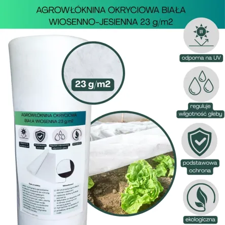 Agrowłóknina biała Plantex 23g/m2 635cm wzmocnione brzegi 100mb