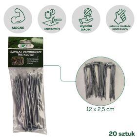 Szpilki Stalowe Ogrodnicze "U" 12cm 20szt