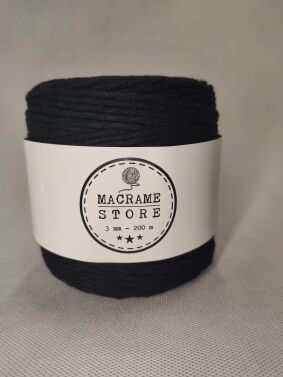 Sznurek do makramy bawełniany czarny 3MM/200M