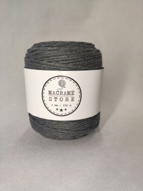 Sznurek do makramy bawełniany antracytowy 3MM/200M