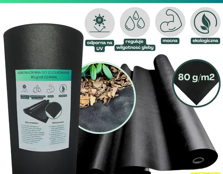 Agrowłóknina czarna Wigo-garden 2% UV 80g/m2 80cm 100mb
