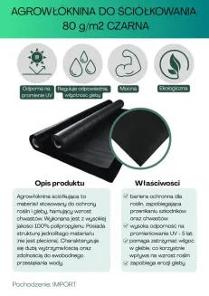 Agrowłóknina czarna Wigo-garden 2% UV 80g/m2 200cm 25mb - 2