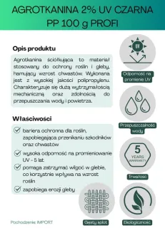 Agrotkanina czarna PROFI PP UV 100g/m2 250cm 25mb - 2