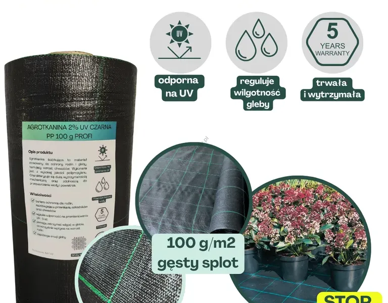 Agrotkanina czarna PROFI PP UV 100g/m2 60cm 100mb