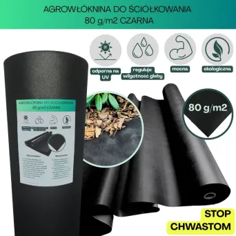 Agrowłóknina czarna Wigo-garden 2% UV 80g/m2 120cm 25mb