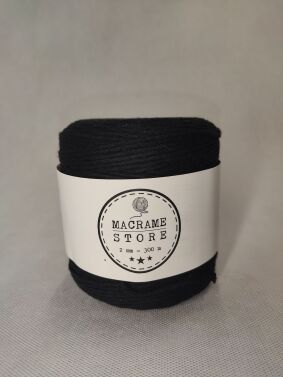 Sznurek do makramy bawełniany czarny 2MM/300M