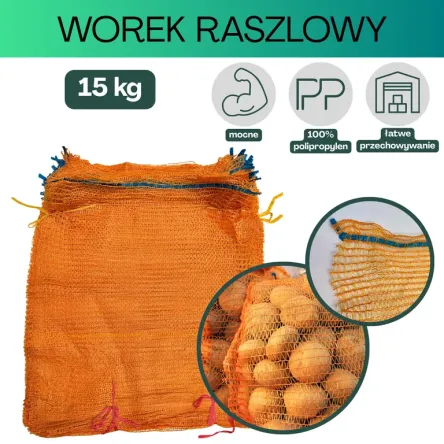 Worki raszlowe 15 kg jasny oranż 25 szt