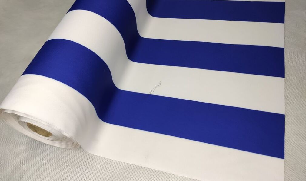 Tkanina markiza -160cm 1mb niebieska pasy 235g/m2