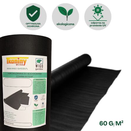 Agrowłóknina czarna Wigo-garden 2% UV 60g/m2 160cm 100mb